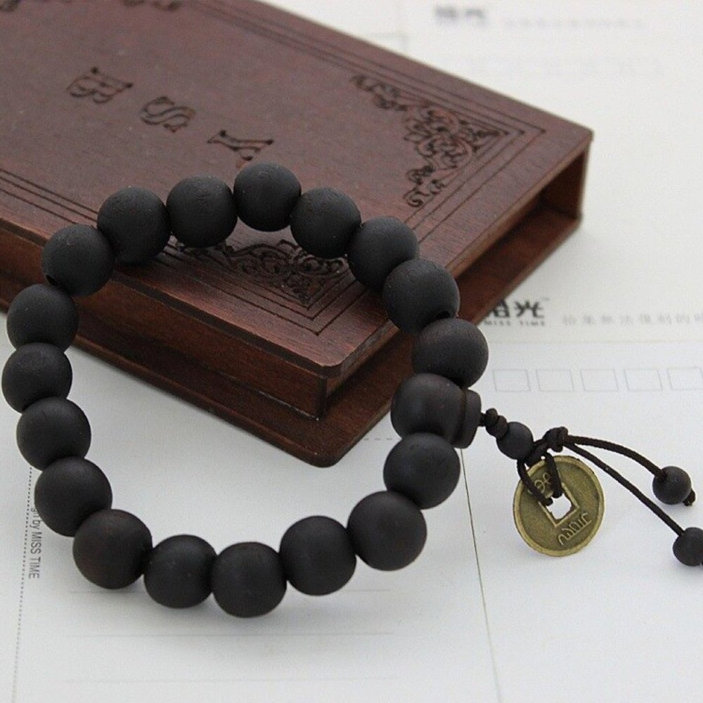 Black Wood Buddhist Prayer Bracelet